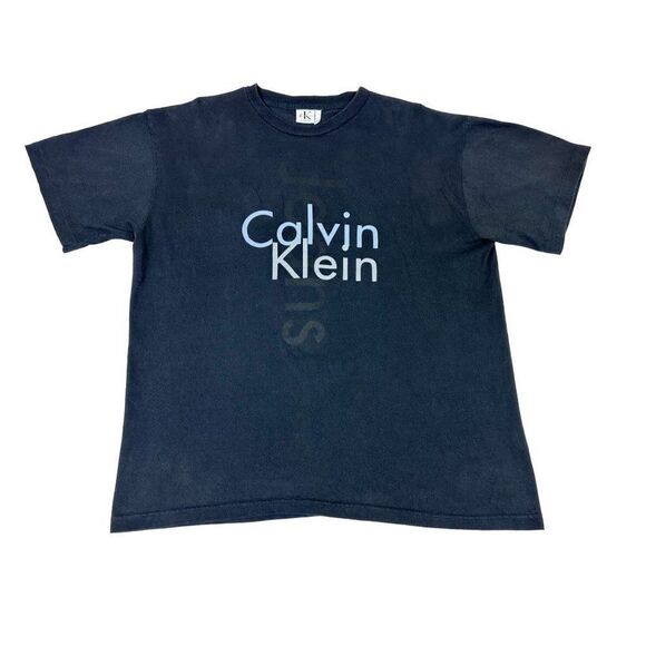 Vintage 90s Calvin Klein Jeans T-Shirt Large XL Black Single Stitch - Picture 1 of 9